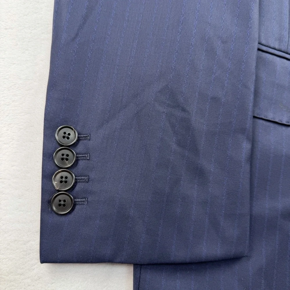 Gieves & Hawkes BESPOKE Blazer Sport Coat Men's 42R Navy Blue Shadow Stripe